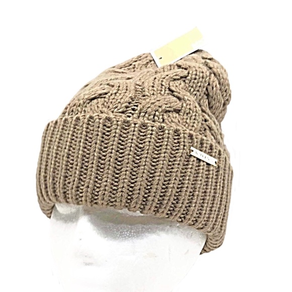 NWT-Michael Kors Tan Cable Knit Beanie - Picture 4 of 7